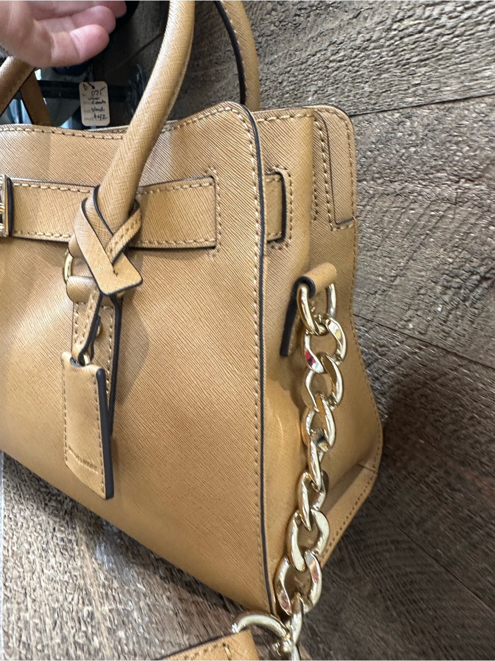 Michael Kors Hamilton East West Satchel Crossbody Bag Camel Saffiano Leather - Picture 5 of 11